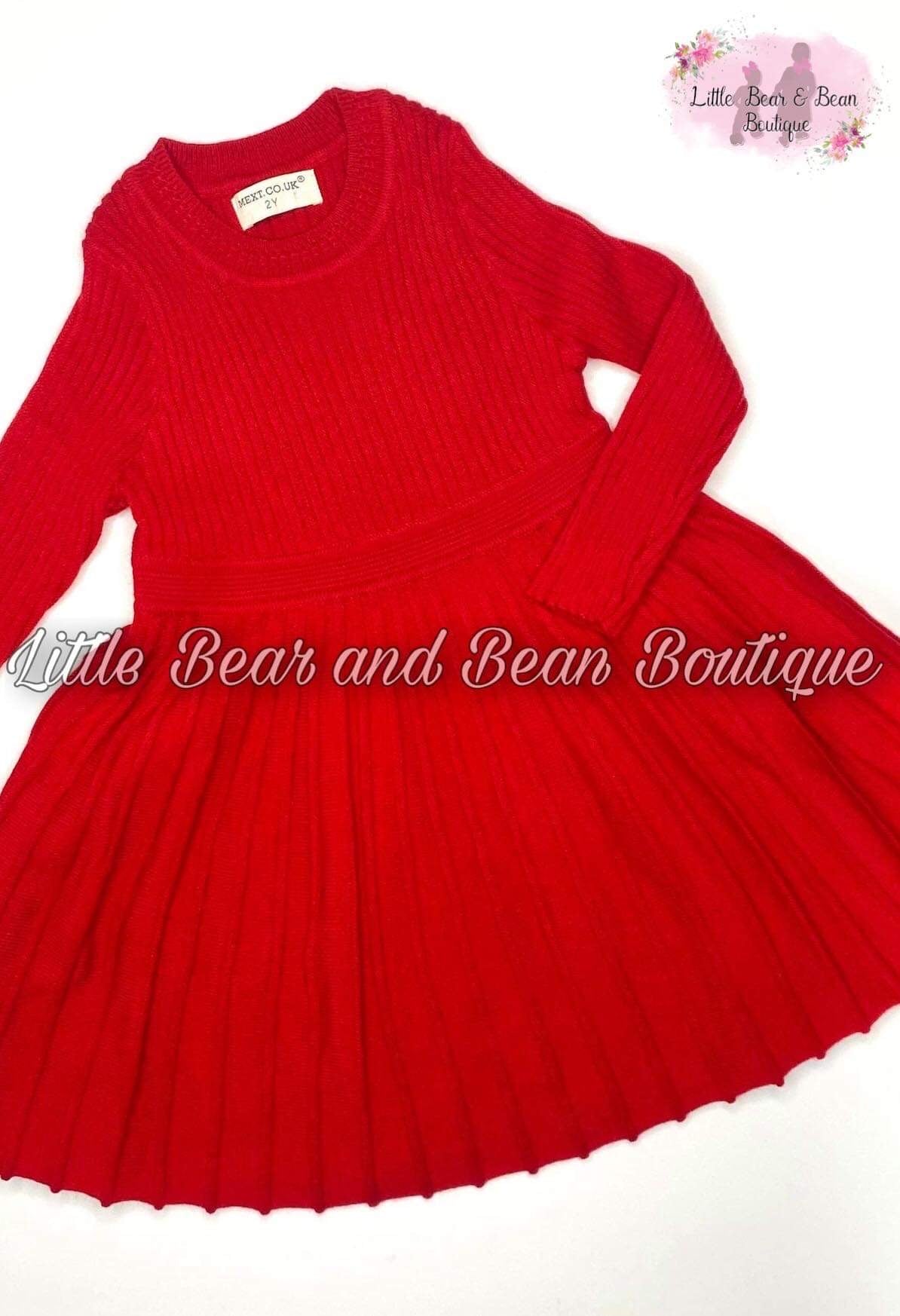 Toddler Red Sweater Dress for Girl: Pleated 5/6