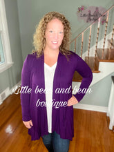 Load image into Gallery viewer, Ladies Azules Long Sleeve Open Front Drape Cardigan-Eggplant
