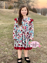 Load image into Gallery viewer, Winter Floral Ruffle Twirl Dress
